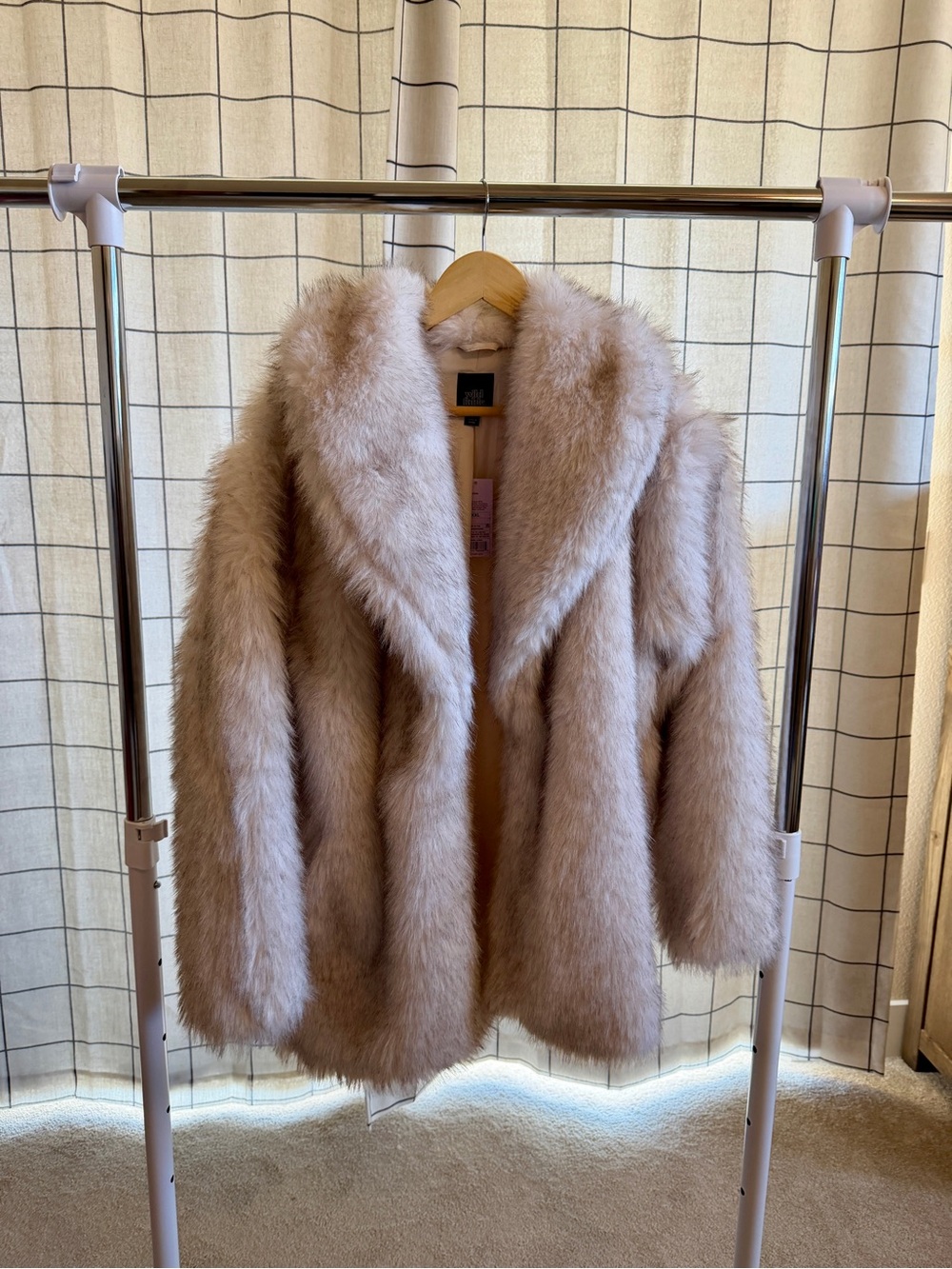 Wild Fable Faux Fur Coat XXL Cream Gray Plush Winter